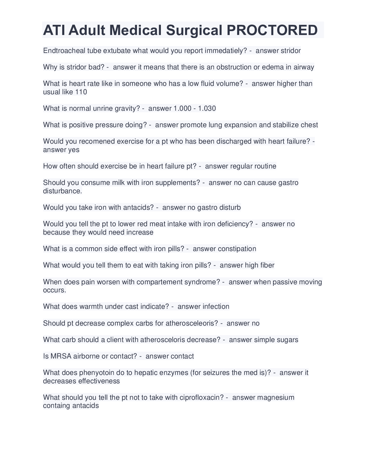 Preview image for ATI Adult Medical Surgical PROCTORED GRADED A.